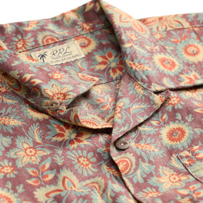 RRL Floral-Print Linen-Cotton Camp Shirt Blue/ Red Multi