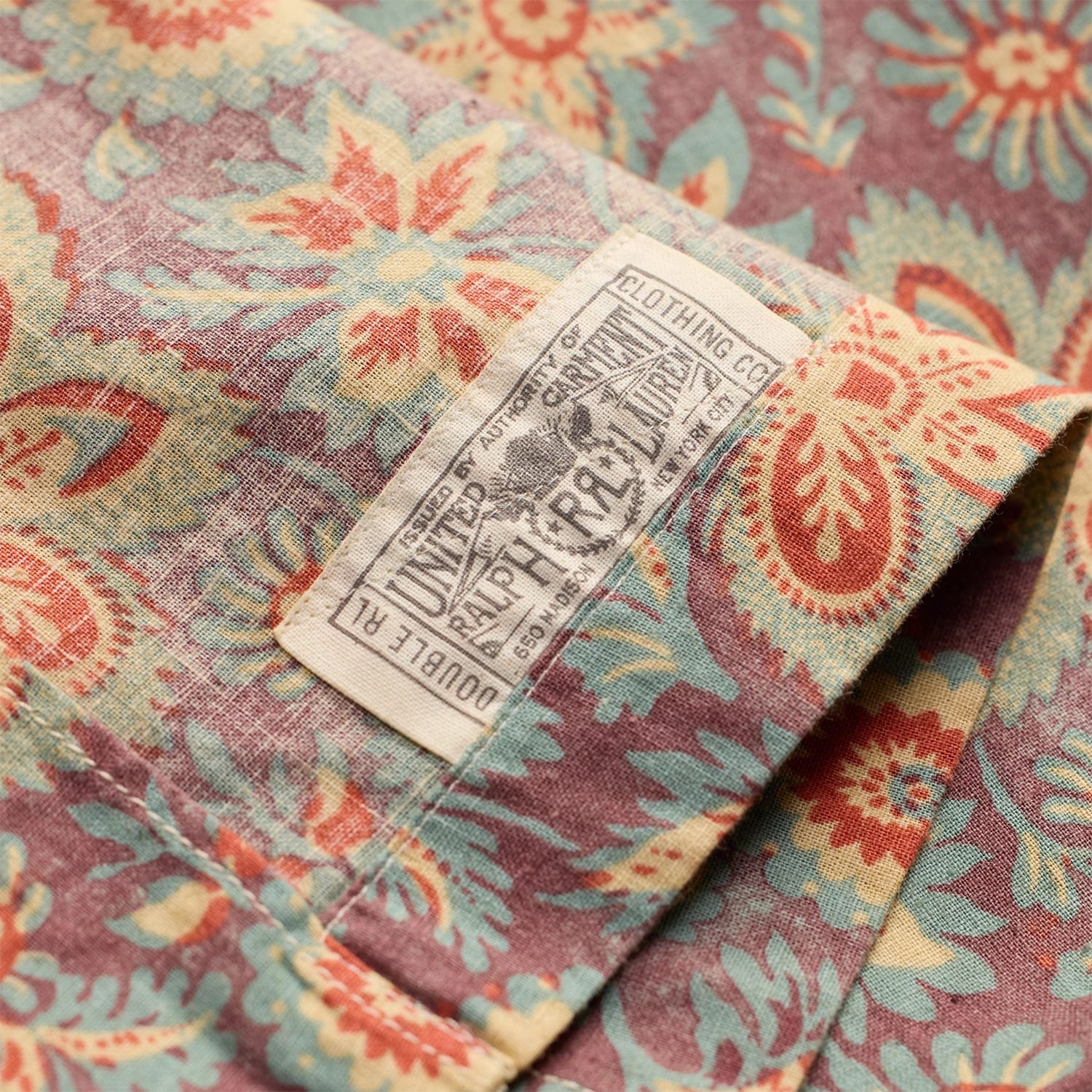 RRL Floral-Print Linen-Cotton Camp Shirt Blue/ Red Multi