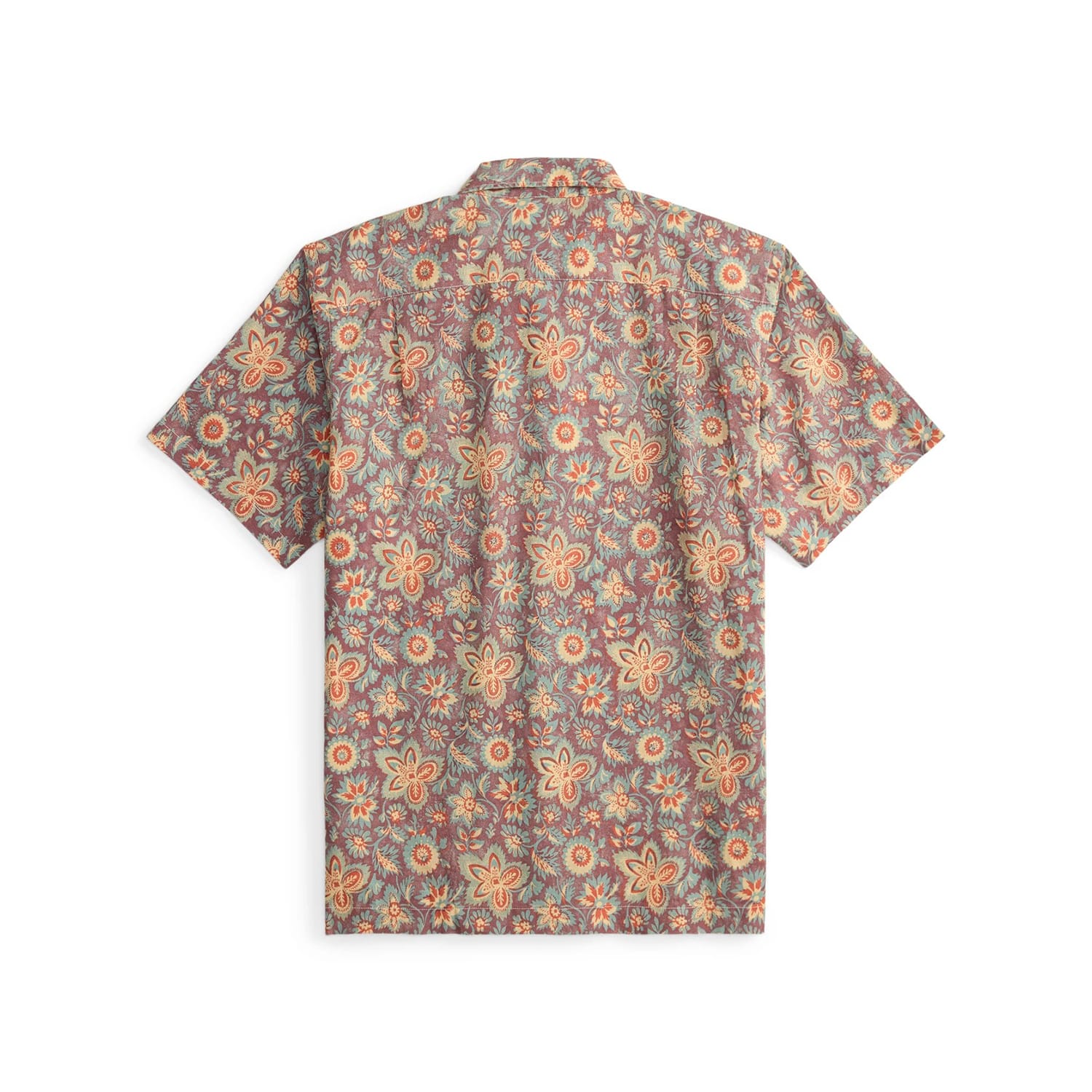 RRL Floral-Print Linen-Cotton Camp Shirt Blue/ Red Multi