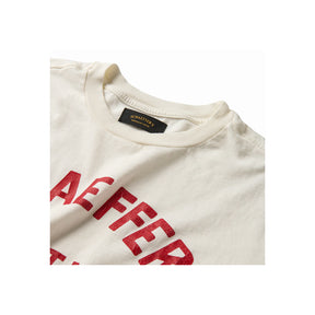 Schaeffer's Garment Hotel Cycle Varsity Drop Shoulder Raw Edge Tee White
