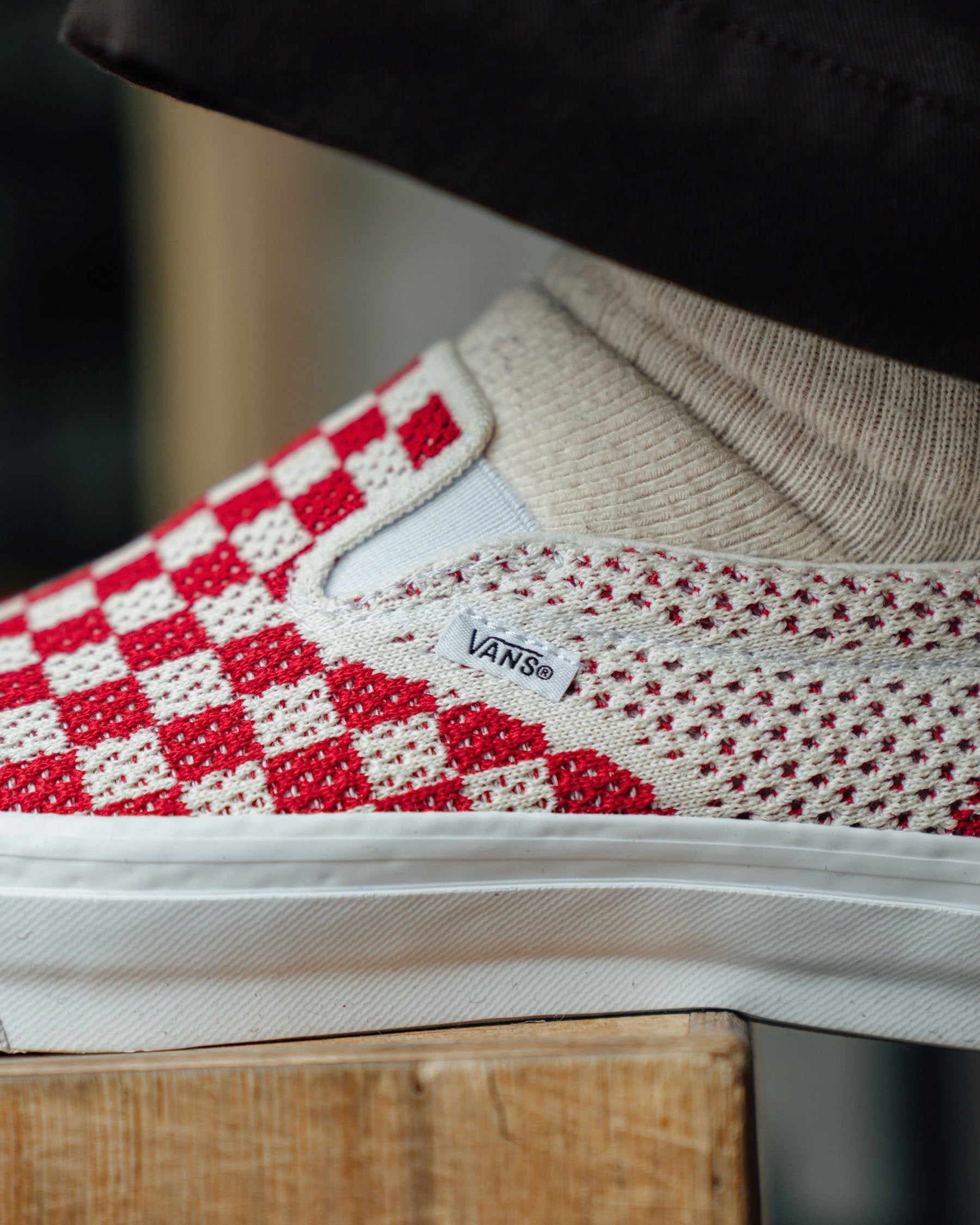 Vans Slip-On Reissue 98 LX Sneakers Checkerboard Red/ Marshmallow FINAL SALE