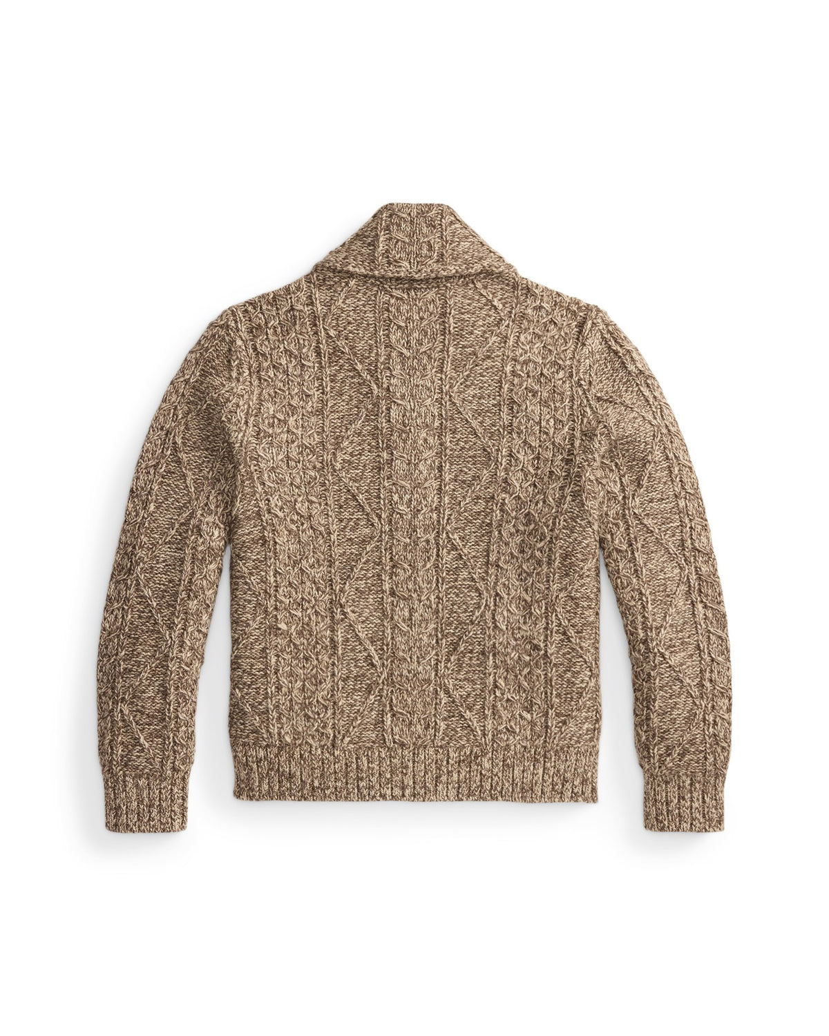 RRL Cable-Wool Full-Zip Sweater Brown/ Cream Marl