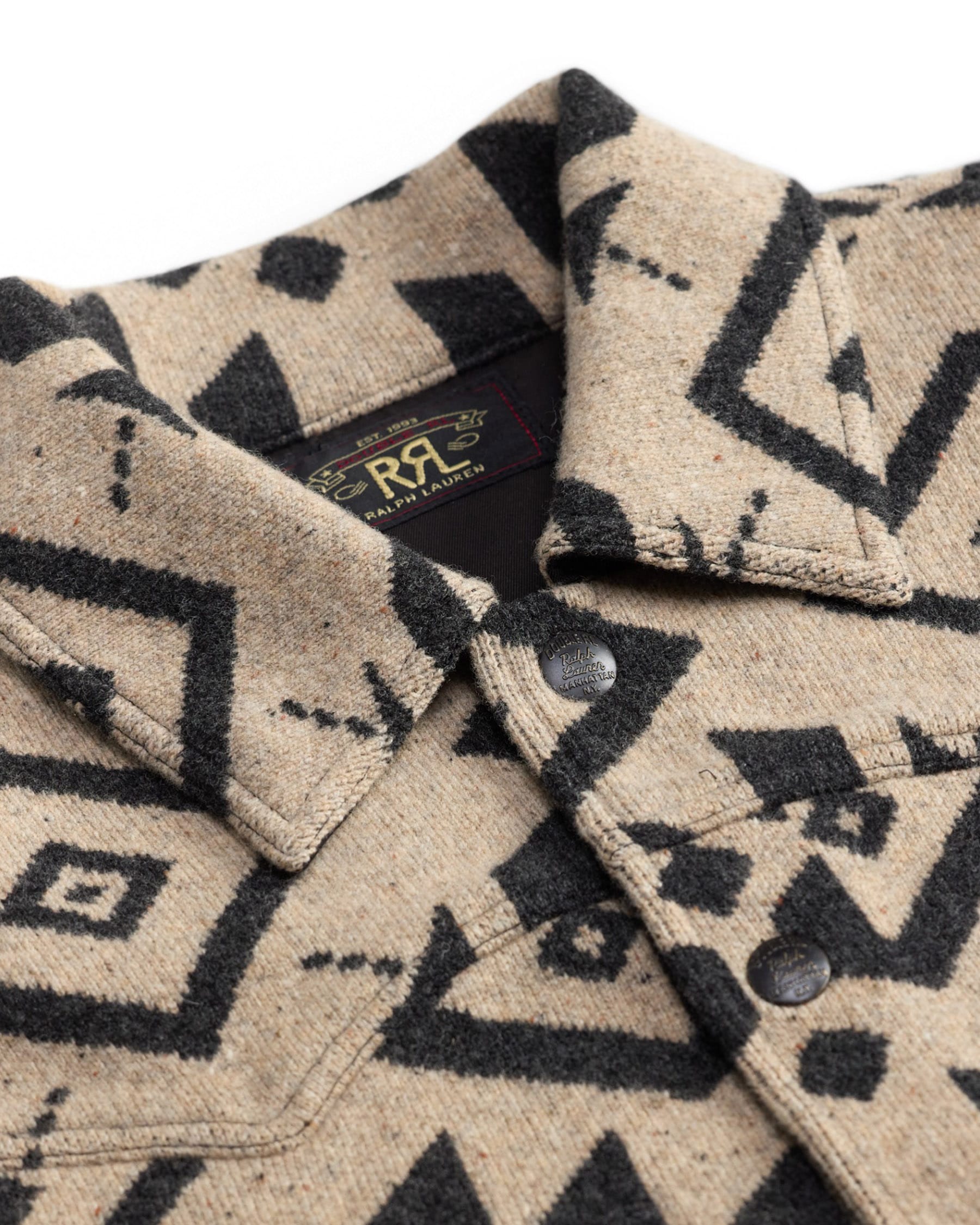 RRL Wool Western Sweater Jacket Black/ Cream