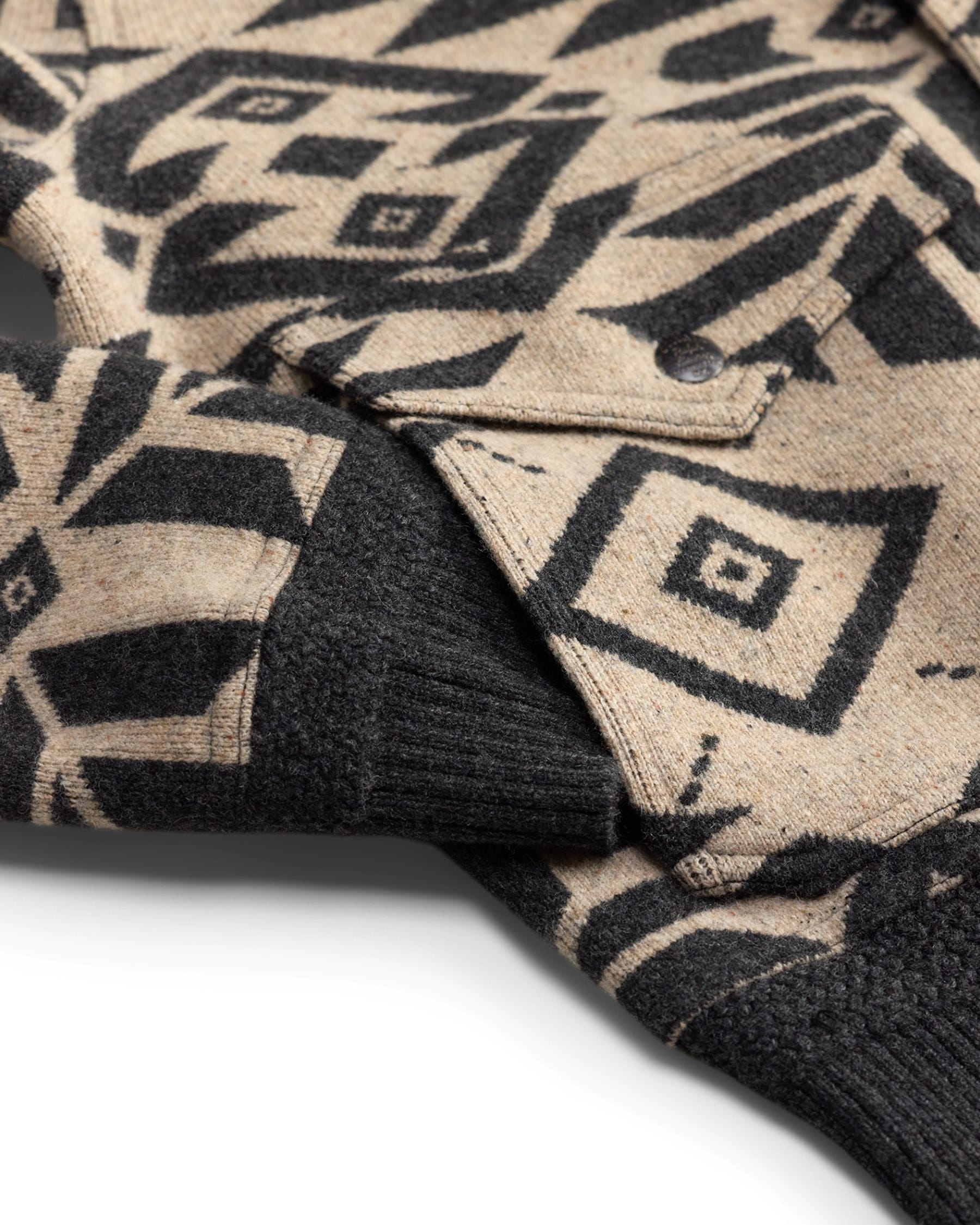 RRL Wool Western Sweater Jacket Black/ Cream