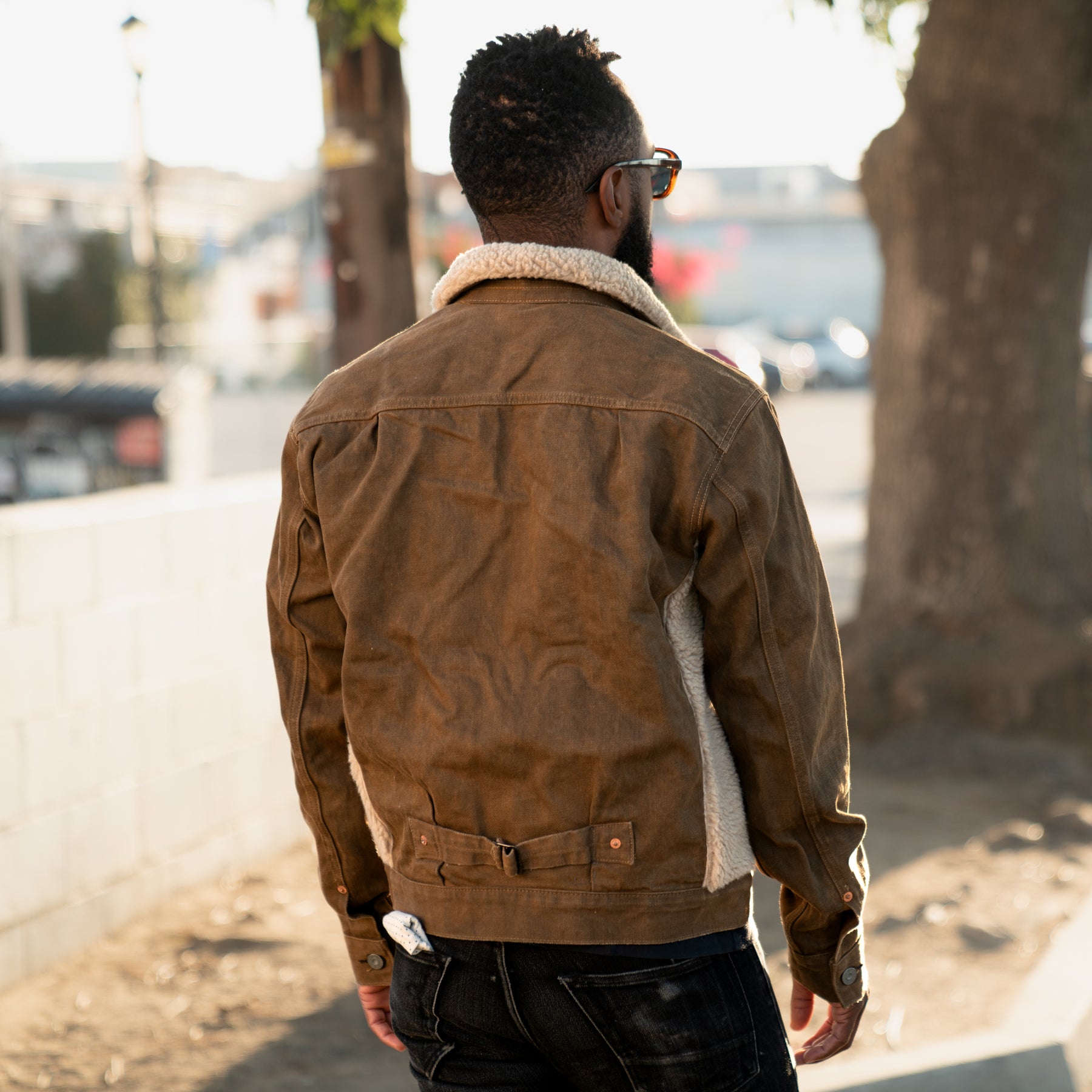 RRL Long-Sleeve Denim Grizzly Jacket Distressed Brown