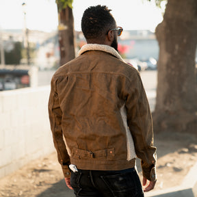 RRL Long-Sleeve Denim Grizzly Jacket Distressed Brown