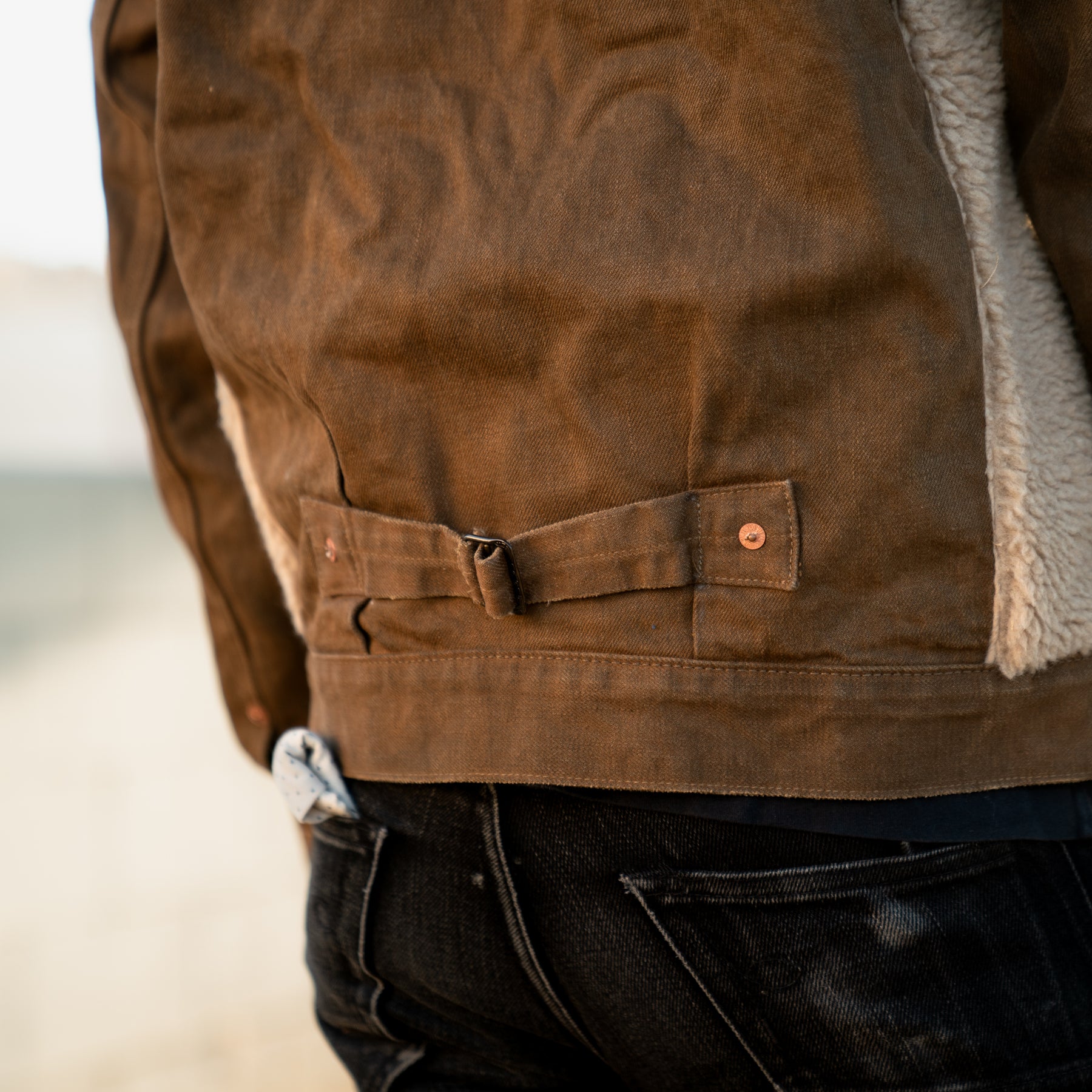 RRL Long-Sleeve Denim Grizzly Jacket Distressed Brown