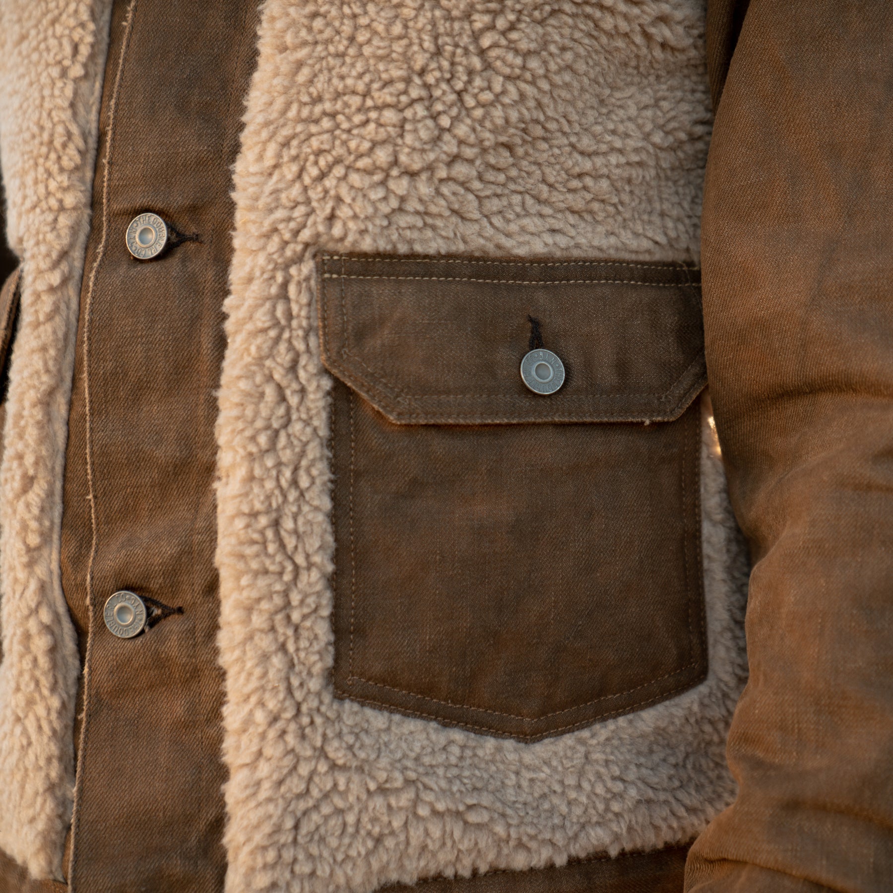 RRL Long-Sleeve Denim Grizzly Jacket Distressed Brown