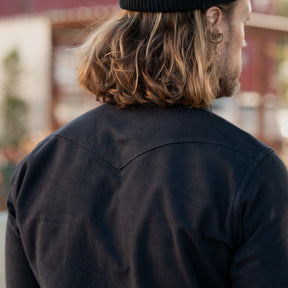 Iron Heart IHSH-330-BLK 9oz Raised Whipcord Western Shirt Black