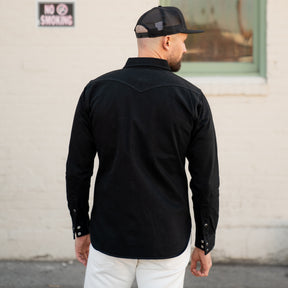 Iron Heart IHSH-218-BLK 12oz Selvedge Denim Western 'The Johnny Cash III' Black