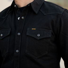 Iron Heart IHSH-218-BLK 12oz Selvedge Denim Western 'The Johnny Cash III' Black