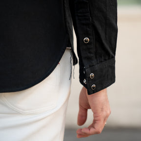 Iron Heart IHSH-218-BLK 12oz Selvedge Denim Western 'The Johnny Cash III' Black