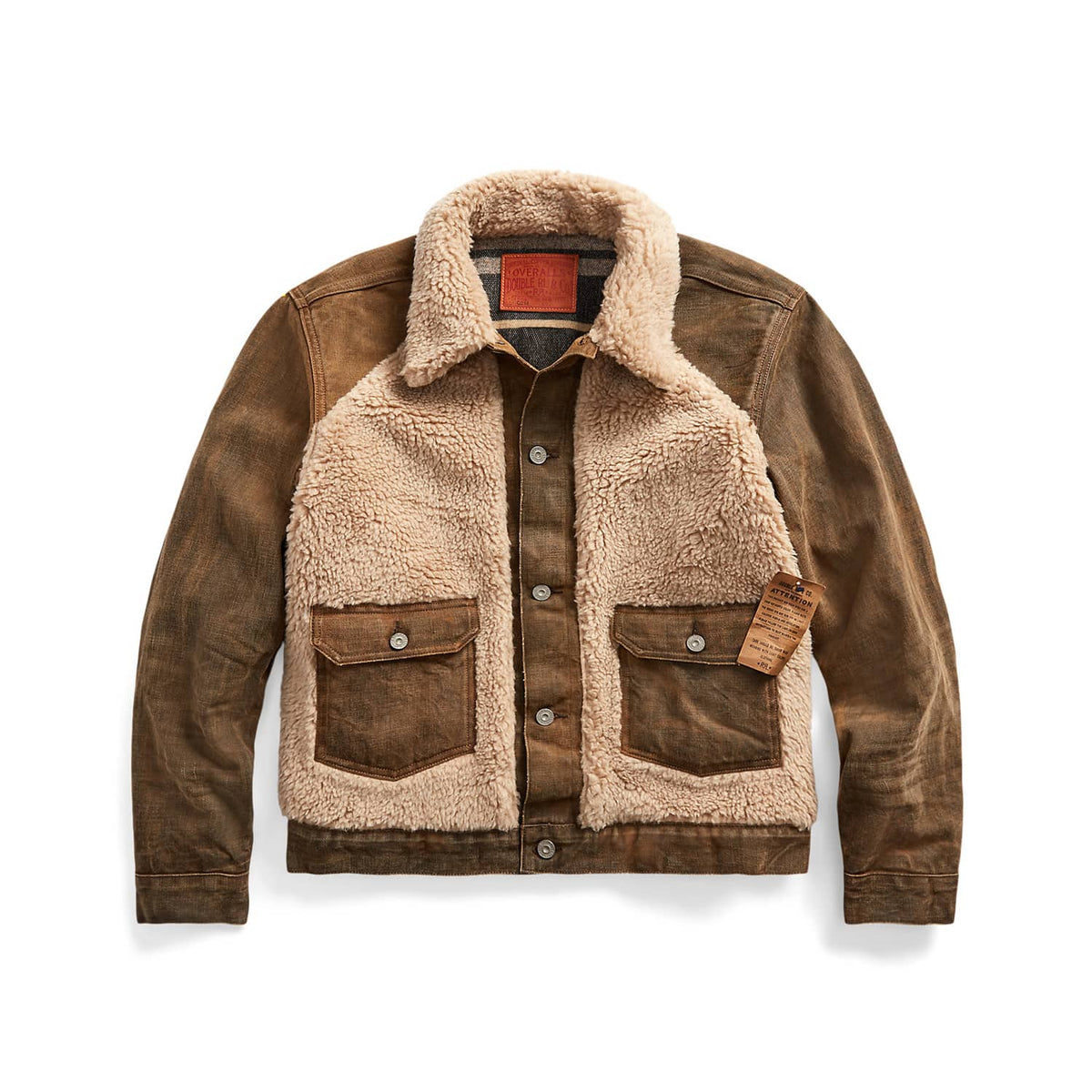 RRL Long-Sleeve Denim Grizzly Jacket Distressed Brown