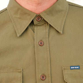 Iron Heart IHSH-354-ODG 9oz Military Shirt Olive Drab Green