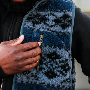 Fair Isle Pile Fleece Vest Blue/ Multi