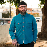 Iron Heart IHSH-287-TUR Microfleece CPO Shirt Turquoise