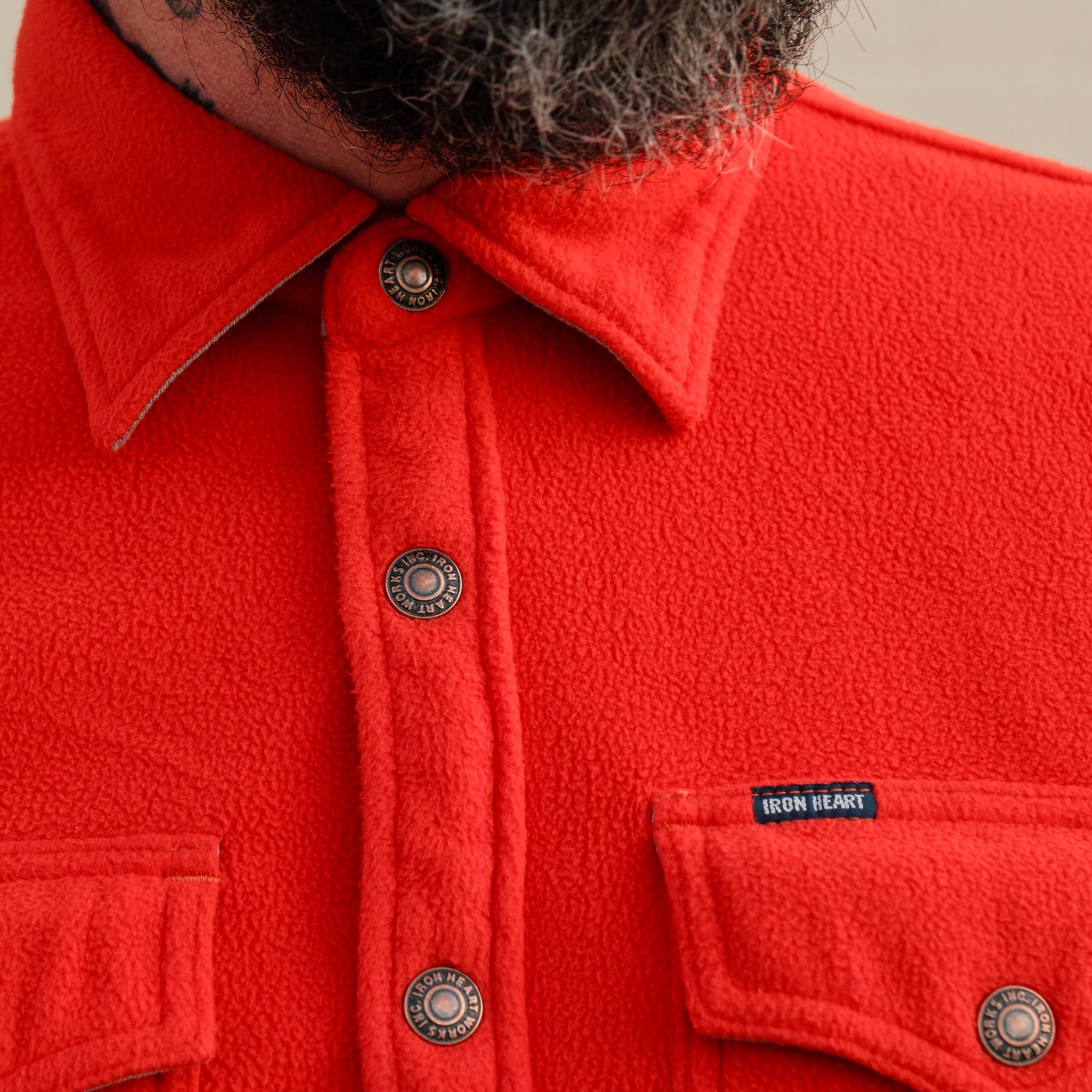 Iron Heart IHSH-287-RED Micro Fleece CPO Shirt Red