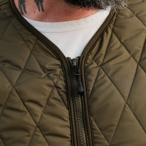 Iron Heart IHJ-118-OLV Collarless Lightweight Quilted Jacket Olive