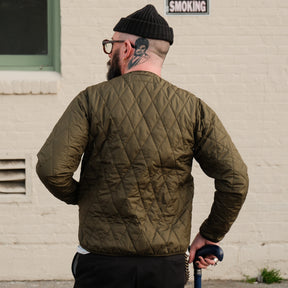 Iron Heart - Collarless Lightweight Quilted Jacket - Olive – Bad Weather  Cafe