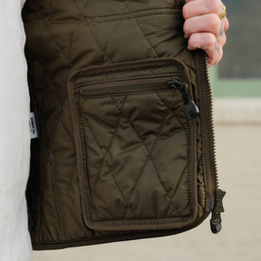 Iron Heart IHJ-118-OLV Collarless Lightweight Quilted Jacket Olive