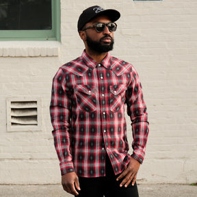 The Flat Head FN-SNW-004L Native Check Western Shirt Red