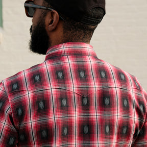 The Flat Head FN-SNW-004L Native Check Western Shirt Red