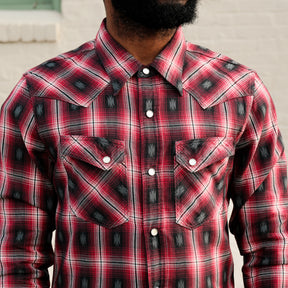 The Flat Head FN-SNW-004L Native Check Western Shirt Red
