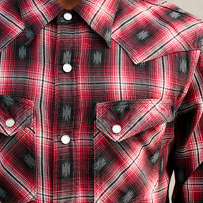 The Flat Head FN-SNW-004L Native Check Western Shirt Red