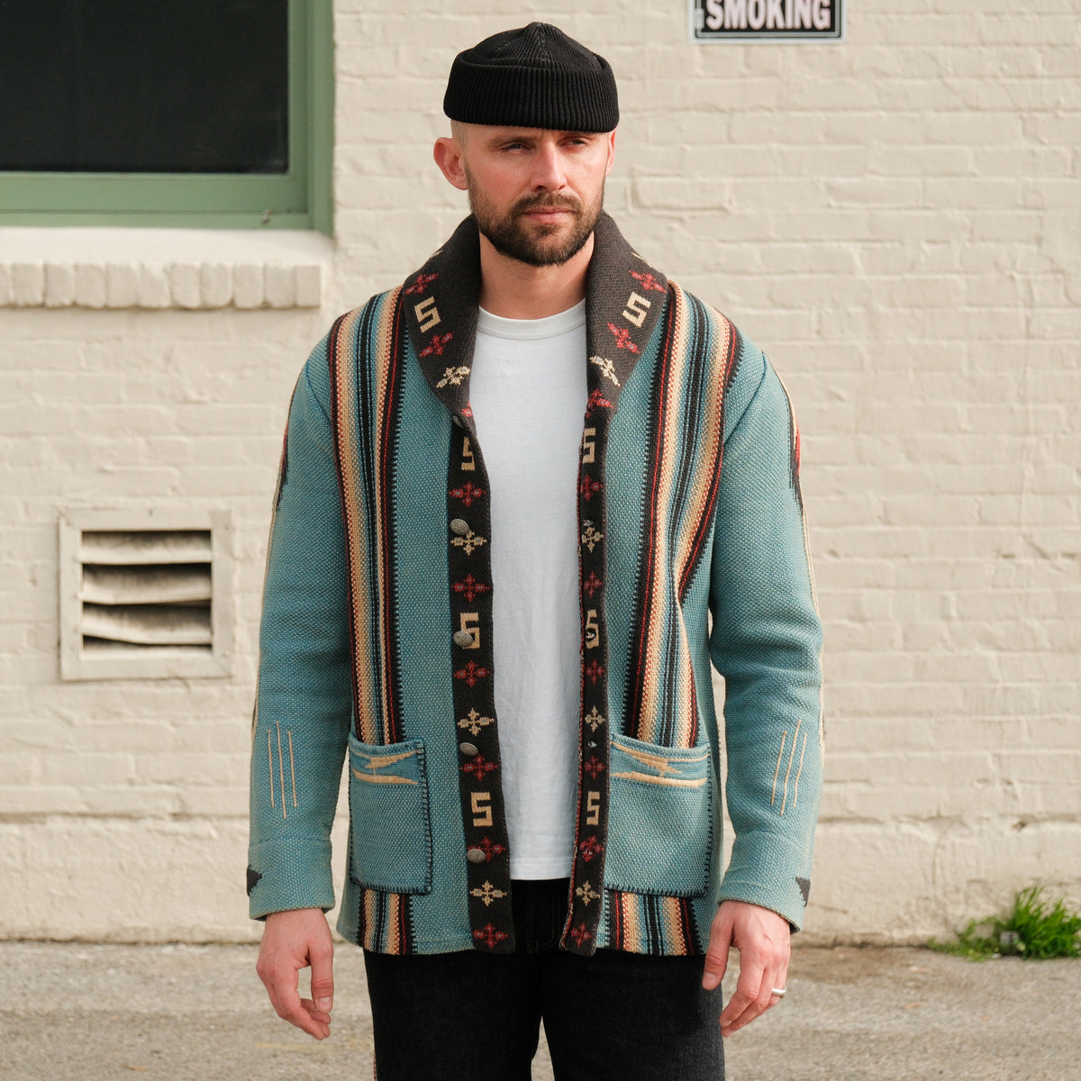 RRL Cotton-Blend Ranch Cardigan Indigo Multi