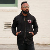 Iron Heart IHSW-66-BLK 14oz Ultra Heavyweight Loopwheel Cotton Zippered Hoodie Black