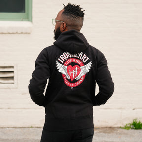 Iron Heart IHSW-66-BLK 14oz Ultra Heavyweight Loopwheel Cotton Zippered Hoodie Black