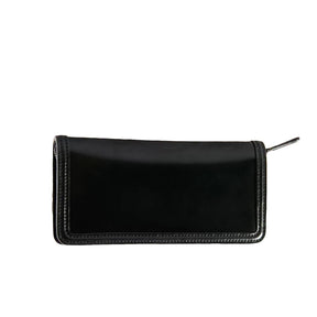 The Flat Head Cordovan Oily Leather Full Zip Wallet Black