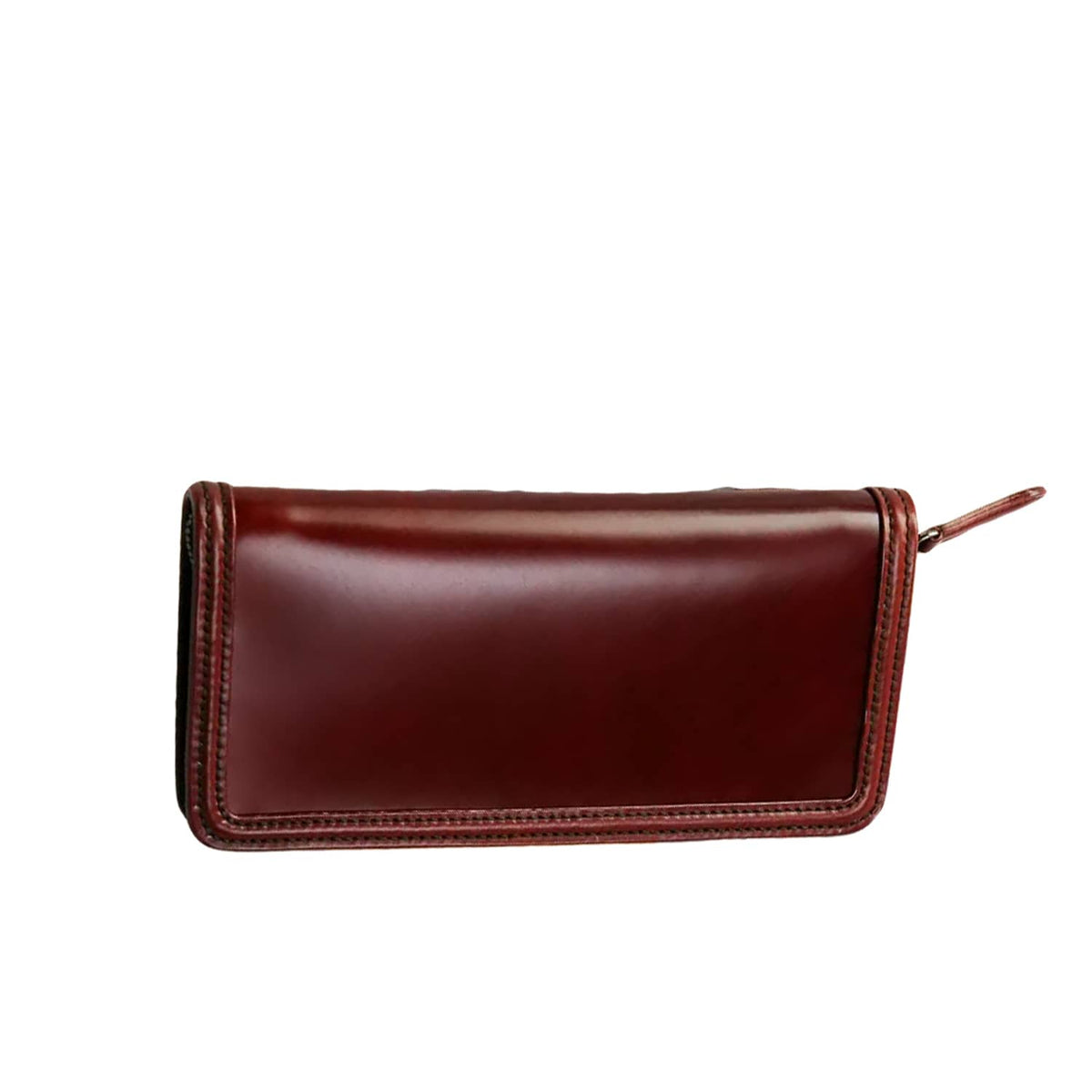 The Flat Head Cordovan Oily Leather Full Zip Wallet Brown