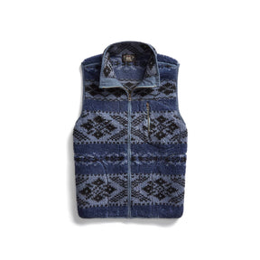Fair Isle Pile Fleece Vest Blue/ Multi