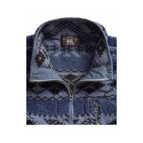 Fair Isle Pile Fleece Vest Blue/ Multi