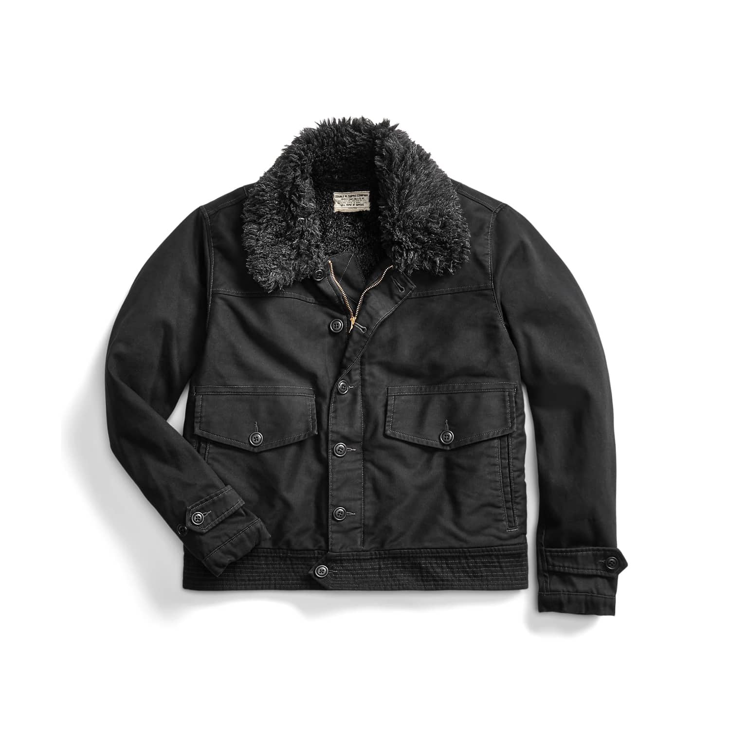 RRL Faux Shearling Lined Jacket Deep Navy FINAL SALE