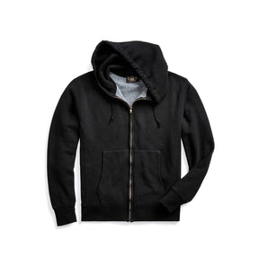RRL Garment Dyed Fleece Hoodie Night Trader Black