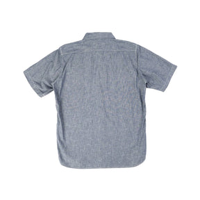 Iron Heart IHSH-285-PIN 5.5oz Selvedge Pinstripe Chambray Short Sleeve Work Shirt Indigo