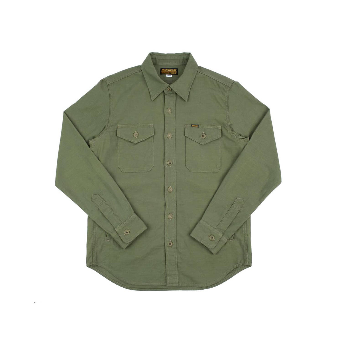 Iron Heart IHSH-328-GRN 7oz Back Satin Military CPO Shirt Green FINAL SALE