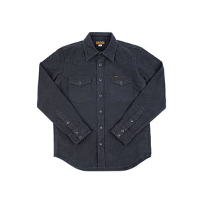 Iron Heart IHSH-330-BLK 9oz Raised Whipcord Western Shirt Black
