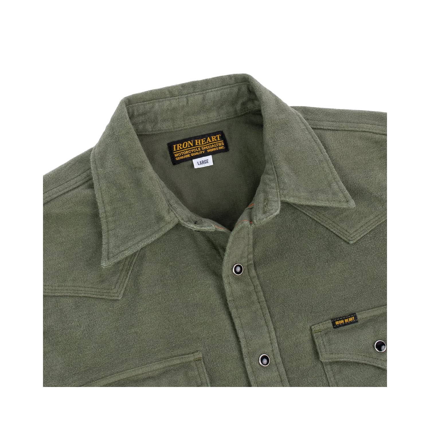 Iron Heart IHSH-330-ODG 9oz Raised Whipcord Western Shirt Olive