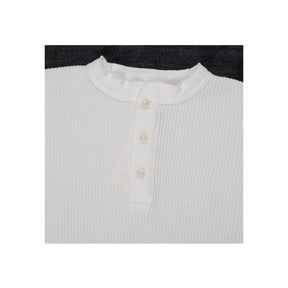 Iron Heart IHTL-1213-WHT Waffle Knit Long Sleeved Thermal Henley White