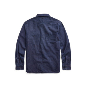 RRL Indigo-Cotton Linen Denim Workshirt Rinse Wash FINAL SALE