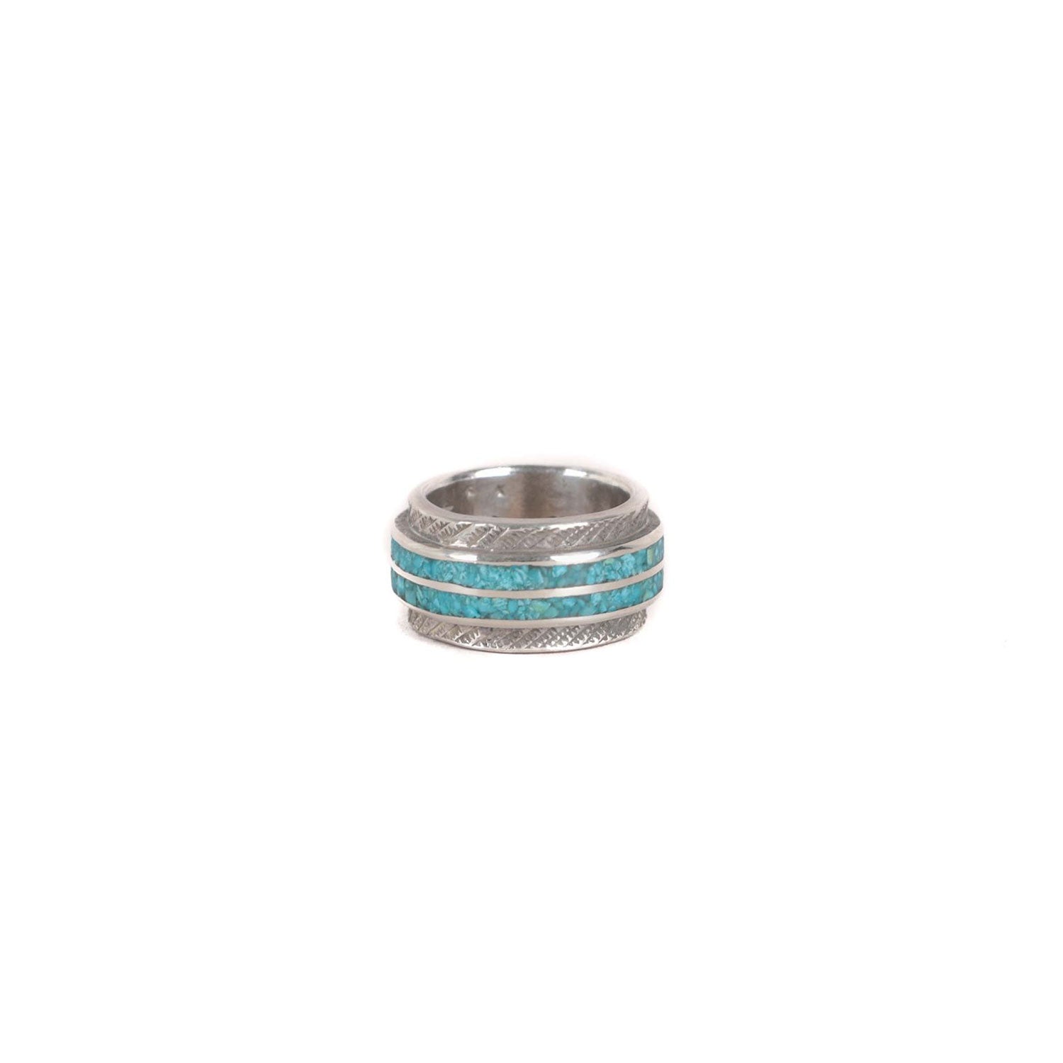 Mt. Hill Silver Sterling Silver Turquoise Inlay Ring Wide