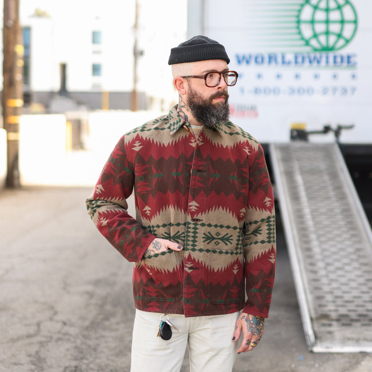 Stevenson Overall Co. Lone Wolf Chore Jacket Gray Jacquard