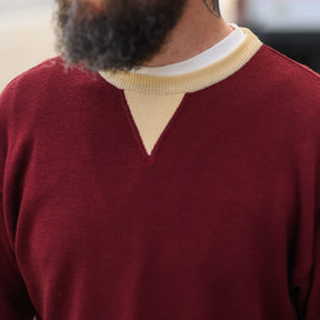 Stevenson Overall Co. V-Gusset Wool Knitted Sweat Shirt Burgundy