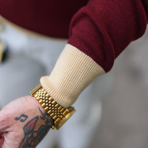 Stevenson Overall Co. V-Gusset Wool Knitted Sweat Shirt Burgundy