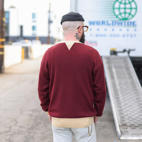 Stevenson Overall Co. V-Gusset Wool Knitted Sweat Shirt Burgundy