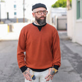 Stevenson Overall Co. V-Gusset Wool Knitted Sweat Shirt Orange