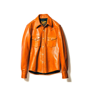 Y'2 Leather SS-13 Oiled Steerhide Western Shirt Camel